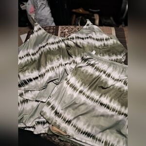 Swim by Cacique Plus-Size 36 (fits like a 30/32)-Swim Set, green & white